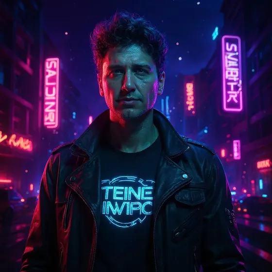 The same photo in the Cyberpunk style