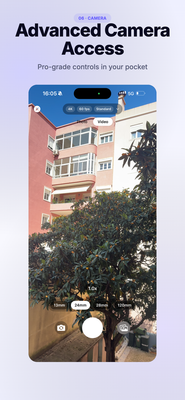 Pro camera interface